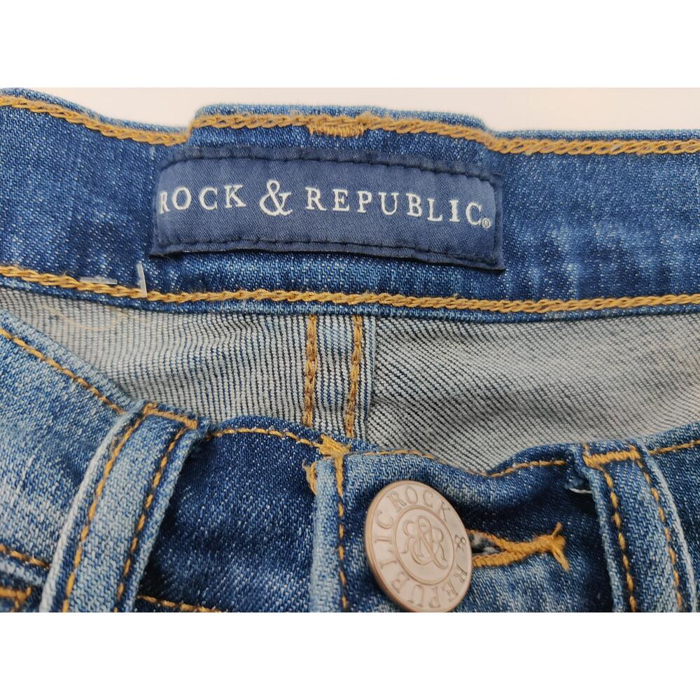 ROCK & REPUBLIC Womens Denim Shorts Size 2 Blue Distressed American Flag - Picture 7 of 12